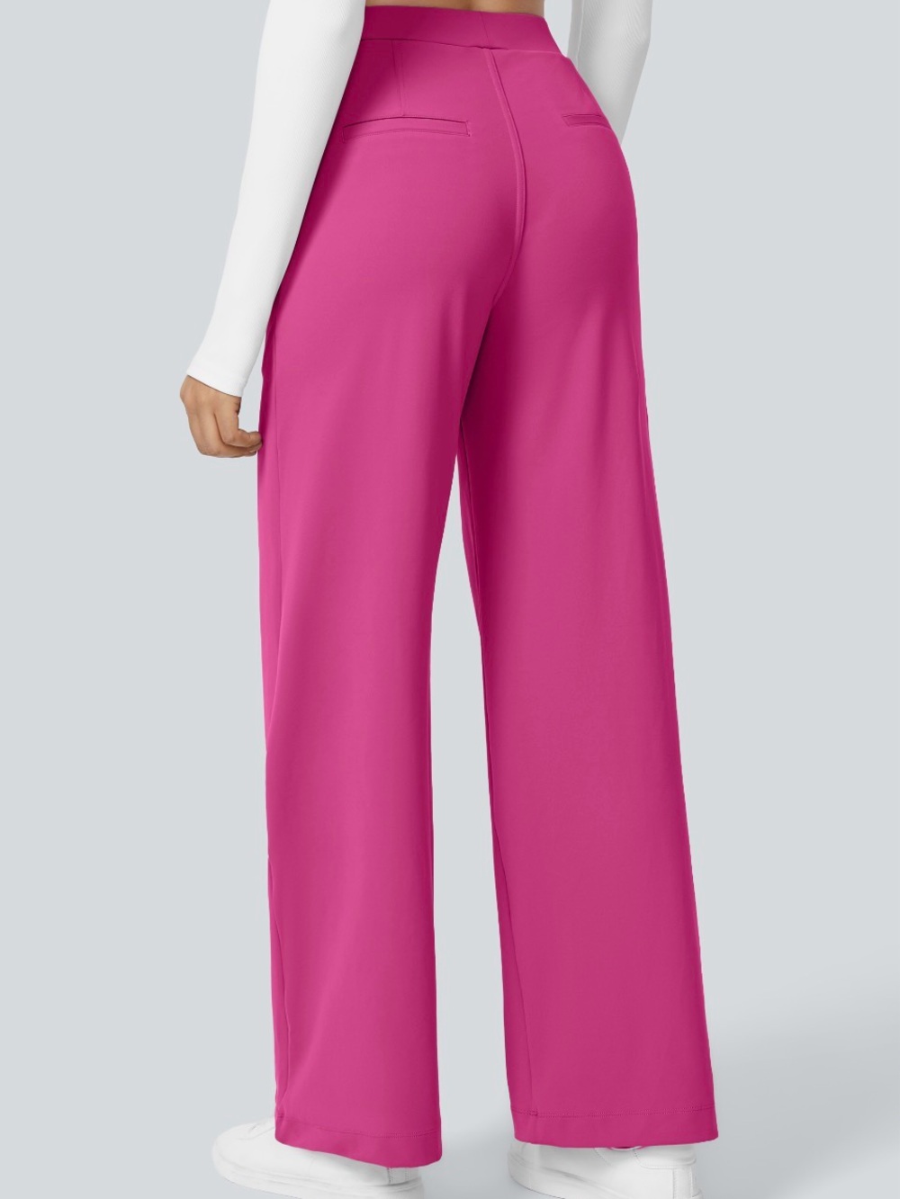 HALARA Wide-Leg High-Rise Pants - Magenta - Picture 5 of 5